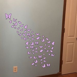 Set of 64 butterfly vinyl wall decals